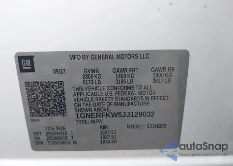 2018 Chevrolet Traverse Ls from USA, damaged, VIN 1GNERFKW5JJ129032